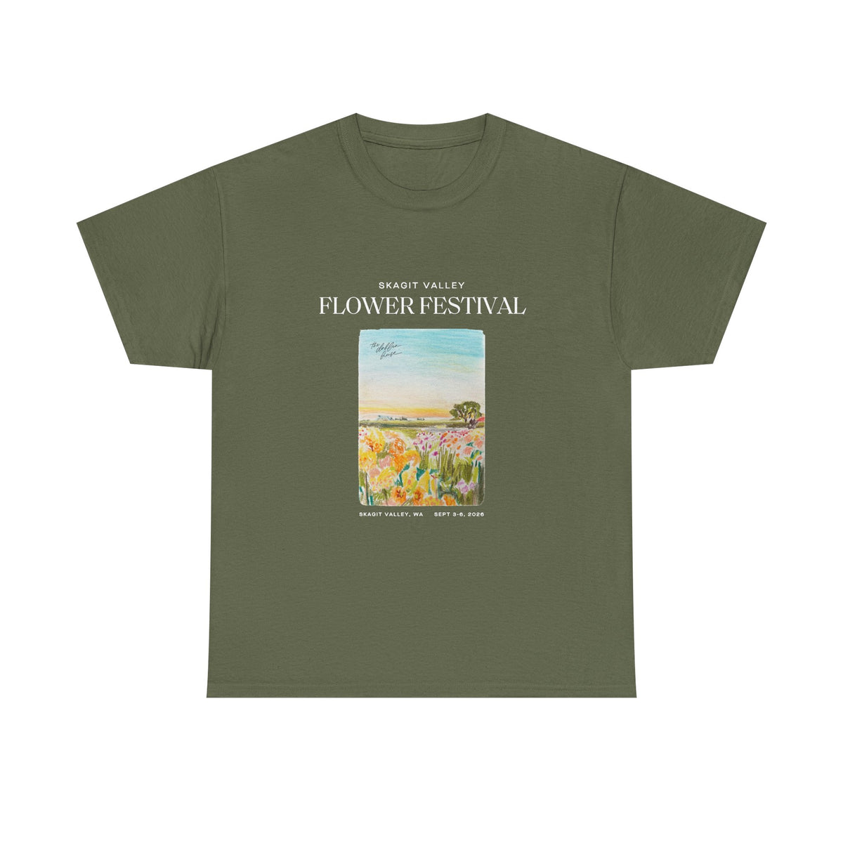 Skagit Valley Flower Festival T-Shirt in Military Green