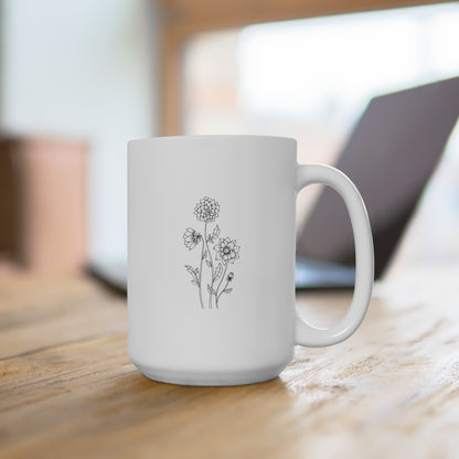 The Dahlia House 15oz Mug (with dahlia detail)