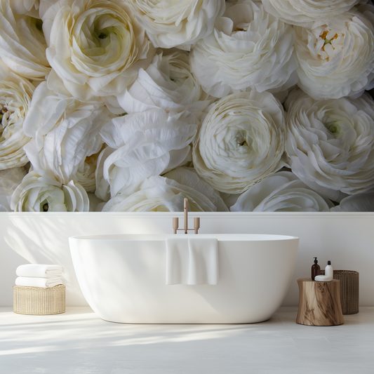 White Ranunculus Wallpaper Mural